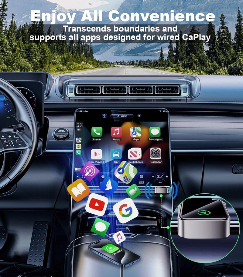 THANDBLE Wireless CarPlay Adapter for iPhone (2025 Upgrade) Converts Wired to Wireless Car Play Adapter, Mini Size Plug and Play, Compatible with iOS 10+ & OTA Updates - Black - Image 2